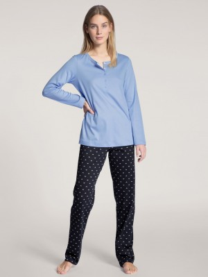 Calida Night Lovers Pyjama Nachtwäsche Damen Dunkelblau | 91065-WFSJ