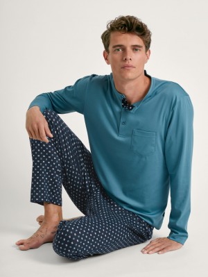 Calida Relax Choice 3 Pyjama Nachtwäsche Herren Blau | 42390-VAOL