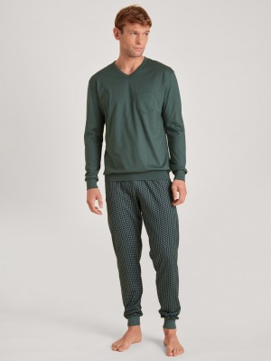 Calida Relax Imprint 4 Pyjama With Cuff Nachtwäsche Herren Dunkel | 58196-ECQR