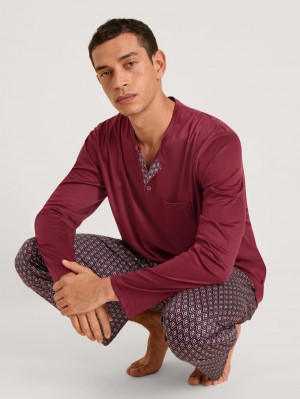 Calida Relax Selected 5 Pyjama Nachtwäsche Herren Rot | 28691-UKMJ