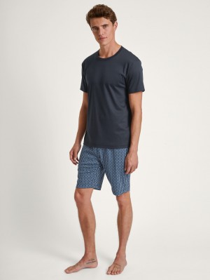 Calida Relax Streamline 2 Short Pyjama Nachtwäsche Herren Dunkel | 15904-JDTC