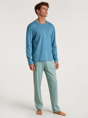 Calida Relax Streamline 3 Pyjama Nachtwäsche Herren Blau | 40618-EYIA