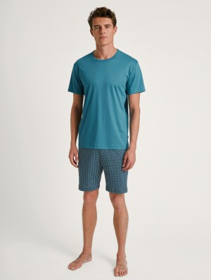 Calida Relax Streamline 3 Short Pyjama Nachtwäsche Herren Blau | 85726-NRPI