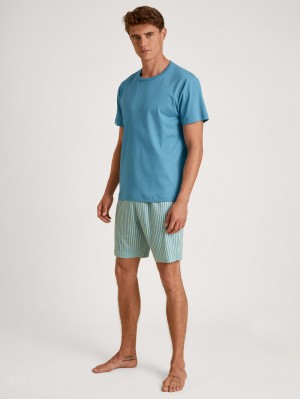 Calida Relax Streamline 3 Short Pyjama Nachtwäsche Herren Blau | 37190-WICT