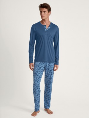 Calida Relax Superlight Pyjama Nachtwäsche Herren Blau | 79634-BSCA