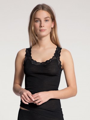 Calida Richesse Lace Tank Top Unterwäsche Damen Ws Schwarz | 71395-BHZK