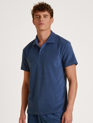 Calida Rmx Lounge Holiday Poloshirt Loungewear Herren Blau | 62948-XOET