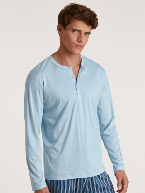 Calida Rmx Sleep Leisure Shirt Long Sleeve Nachtwäsche Herren Blau | 68931-FCNJ