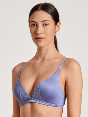 Calida Sensual Secrets Soft Bra Unterwäsche Damen Blau | 80725-GUCJ