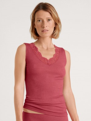 Calida Silky Wool Joy Tank Top Unterwäsche Damen Rot | 56249-FSUE