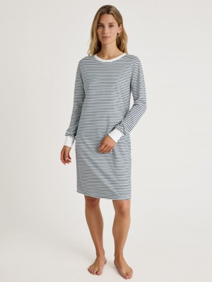 Calida Special Long-sleeved Nightdress, Length 100 Cm Nachtwäsche Damen Blau | 76258-RSPH