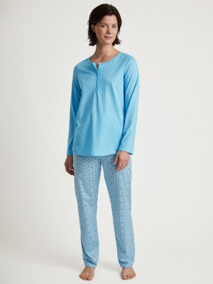 Calida Special Pyjama Nachtwäsche Damen Blau | 75429-FWPA