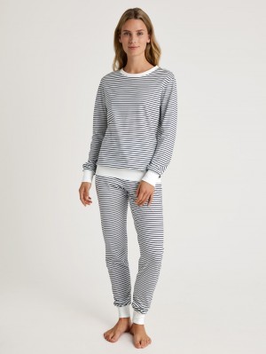 Calida Special Pyjama With Cuff Nachtwäsche Damen Blau | 64089-EZHN