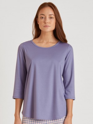 Calida Special Shirt 3/4 Sleeve Loungewear Damen Blau | 49103-OQEZ