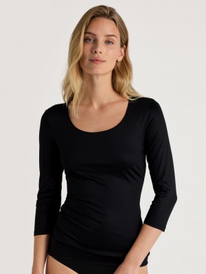 Calida Special Shirt 3/4 Sleeve Unterwäsche Damen Schwarz | 52134-VEOJ