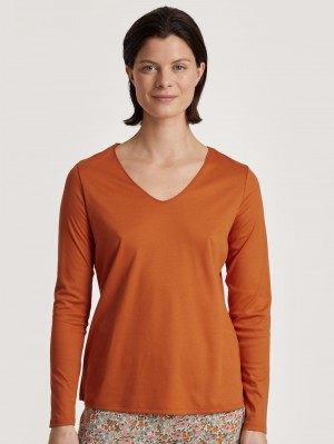 Calida Special Shirt Long Sleeve Loungewear Damen Smoked Paprika | 23870-BSXF