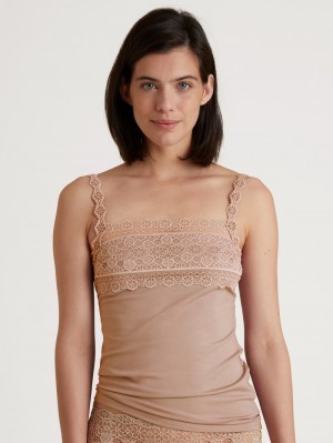 Calida Special Spaghetti Top Unterwäsche Damen Soft Nude | 46519-OWIR