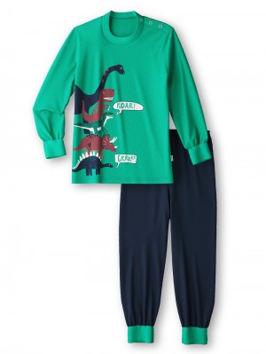 Calida Toddlers Dino Pyjama With Cuff Pyjama Kinder Grün | 40971-XWZT