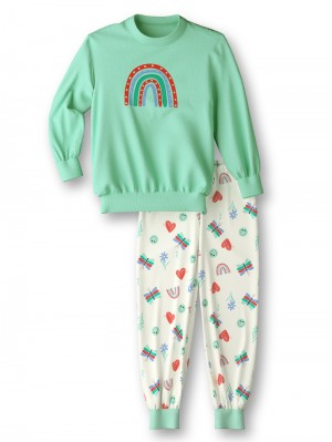 Calida Toddlers Doodle Pyjama With Cuff Pyjama Kinder Grün | 73691-CJBE