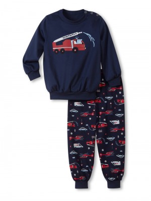 Calida Toddlers Fireman Pyjama With Cuff Pyjama Kinder Blau | 89602-LWEU