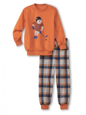 Calida Toddlers Hockey Pyjama With Cuff Pyjama Kinder Smoked Paprika | 12698-BYPN