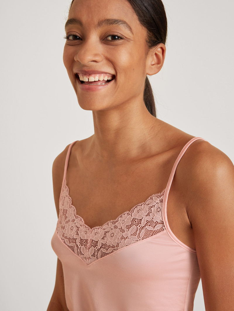 Calida 100% Nature Romance Spaghetti Top, Cradle To Cradle Certified® Unterwäsche Damen Rosa | 12930-PUJC