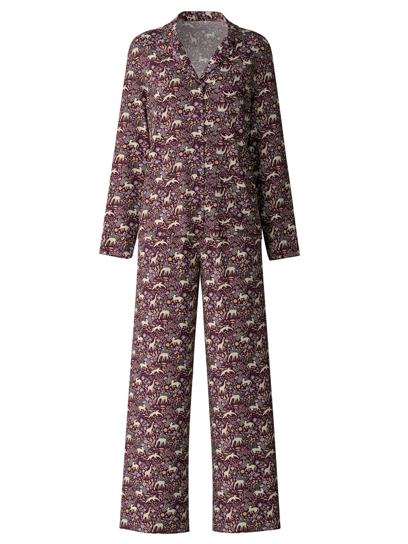 Calida African Dreams Pyjama Buttoned Nachtwäsche Damen Königsblau Rot | 53129-ZODF