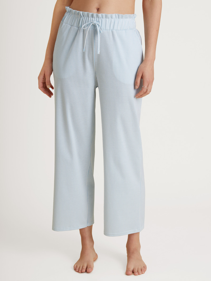 Calida Amalfi Journey 7/8 Pants With Paperbag Waistband Nachtwäsche Damen Blau | 64325-JFBY