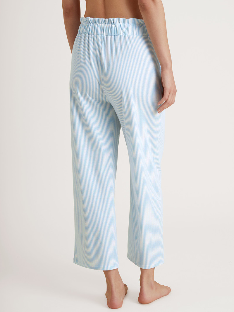 Calida Amalfi Journey 7/8 Pants With Paperbag Waistband Nachtwäsche Damen Blau | 64325-JFBY