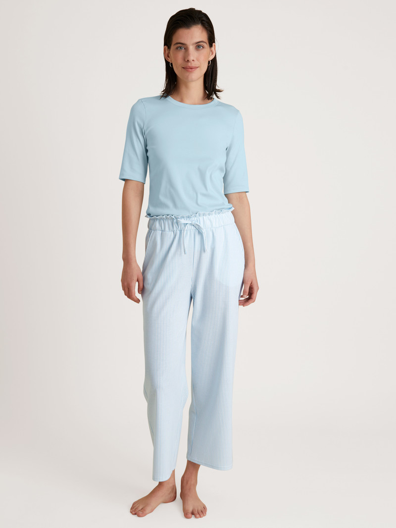 Calida Amalfi Journey 7/8 Pants With Paperbag Waistband Nachtwäsche Damen Blau | 64325-JFBY