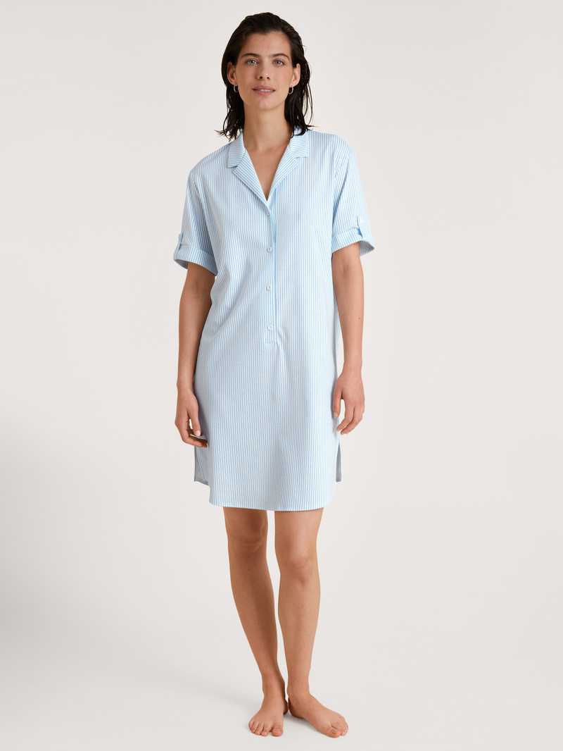 Calida Amalfi Journey Nightdress, Length 95 Cm Nachtwäsche Damen Blau | 83420-CUZS