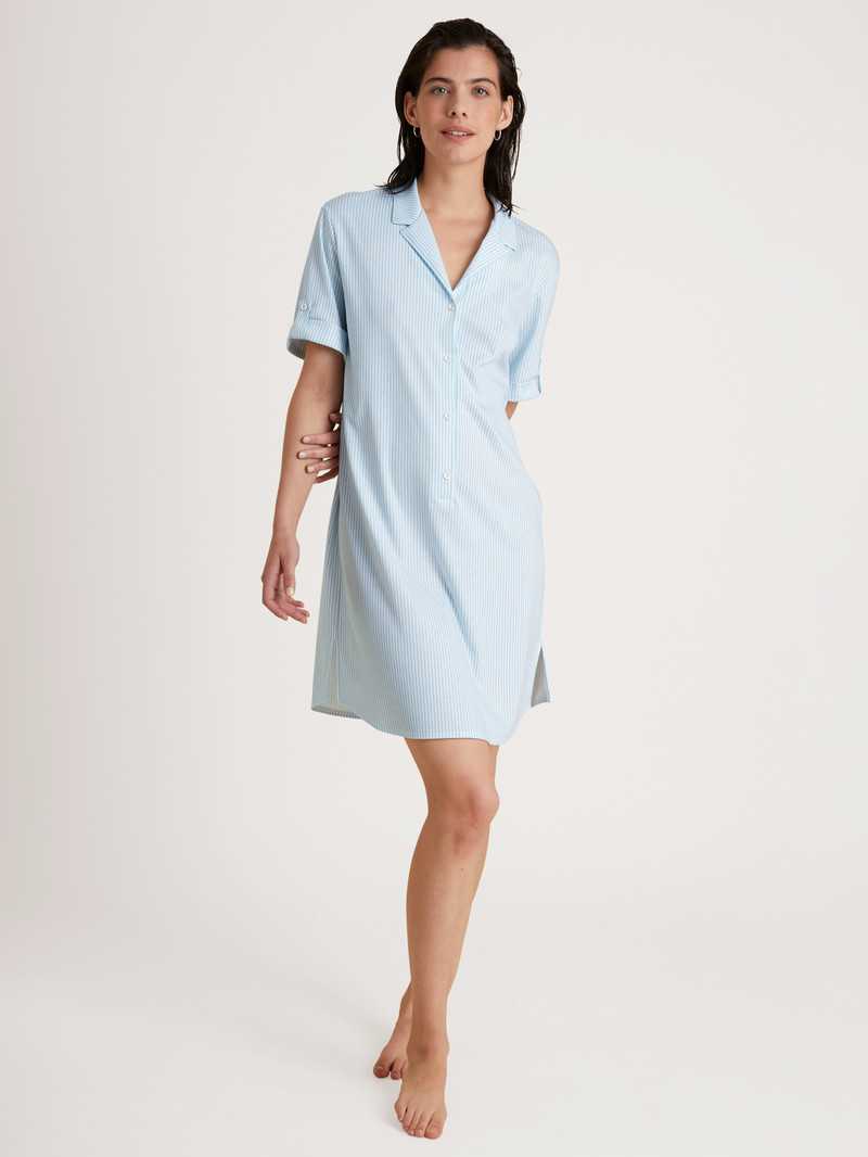 Calida Amalfi Journey Nightdress, Length 95 Cm Nachtwäsche Damen Blau | 83420-CUZS