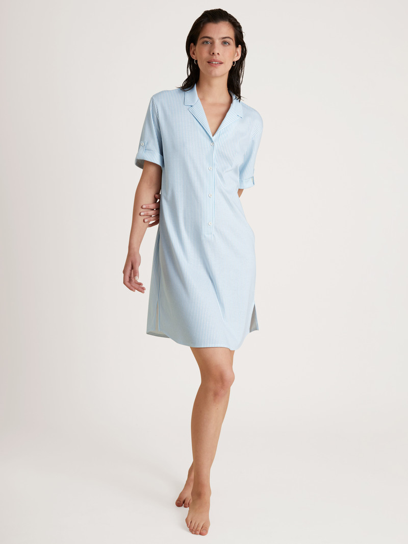 Calida Amalfi Journey Nightdress, Length 95 Cm Summer Oufits Damen Blau | 28437-LEUA