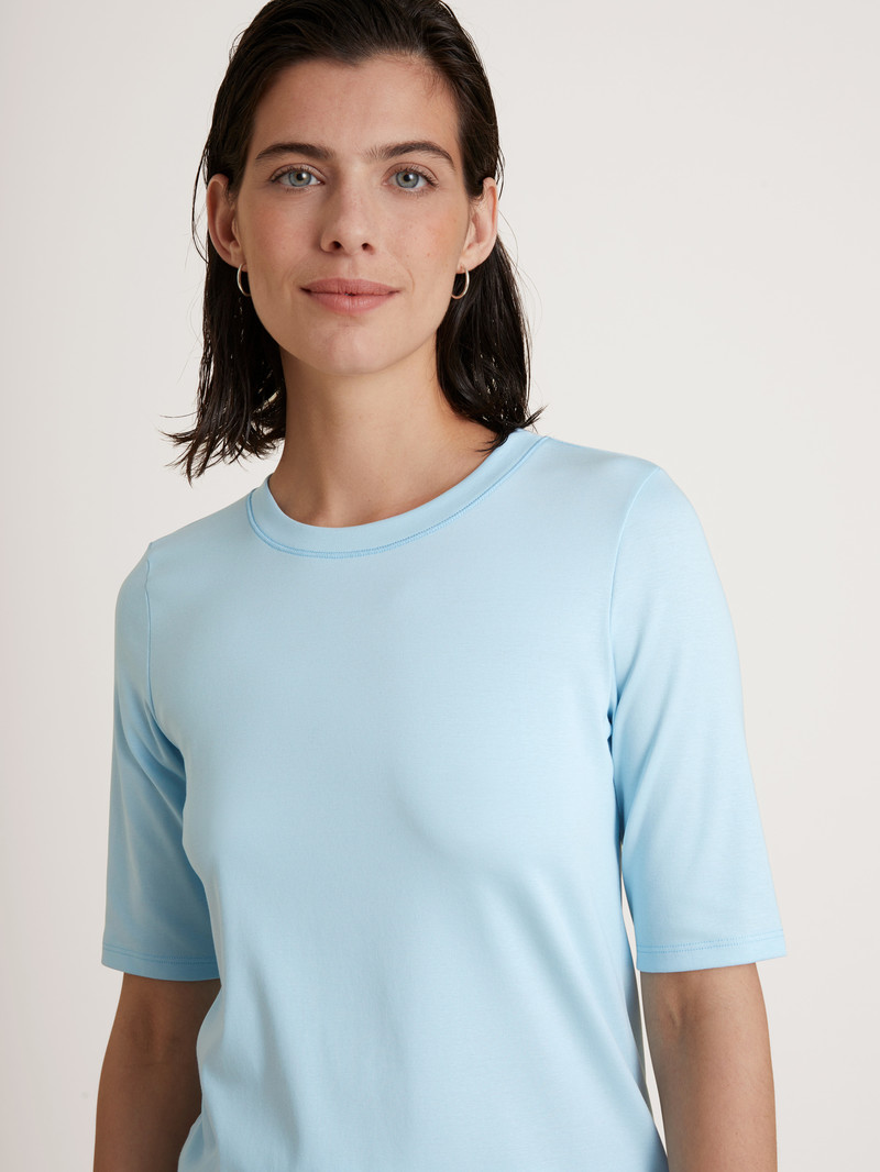 Calida Amalfi Journey Shirt Short Sleeve Nachtwäsche Damen Blau | 68259-QUCY