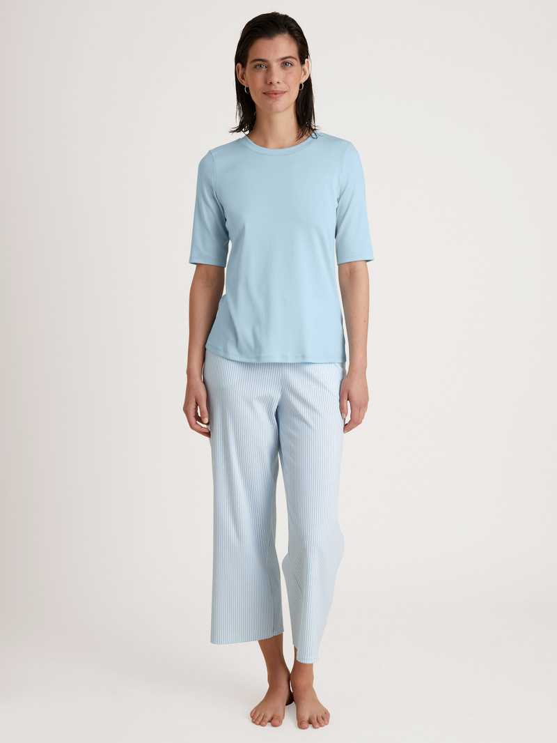 Calida Amalfi Journey Shirt Short Sleeve Loungewear Damen Blau | 16803-MJRL