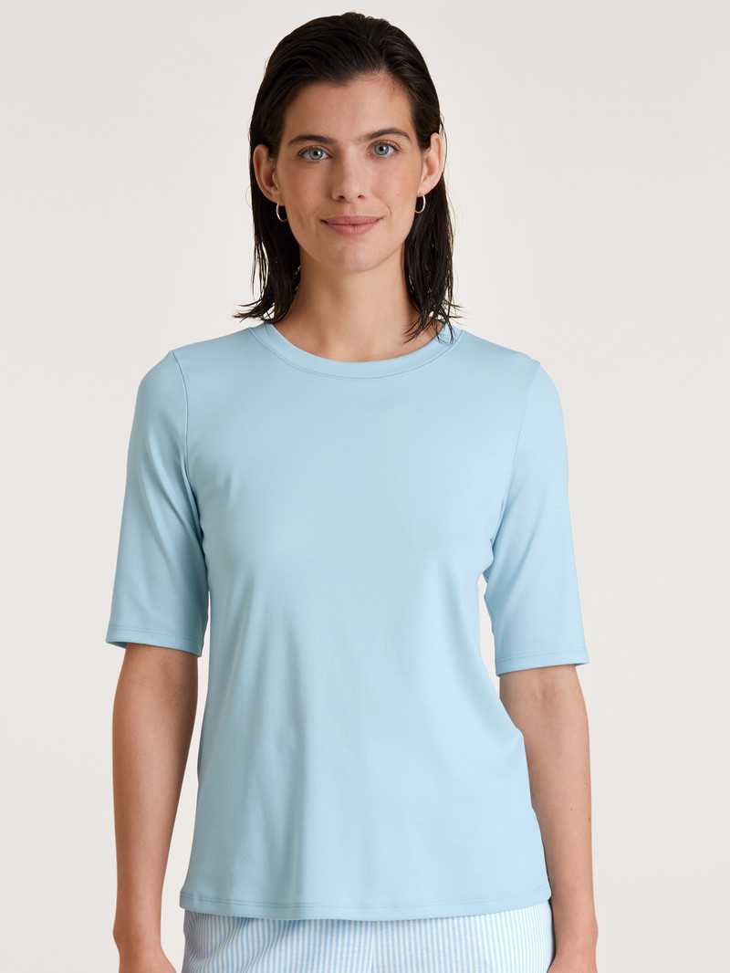 Calida Amalfi Journey Shirt Short Sleeve Loungewear Damen Blau | 16803-MJRL