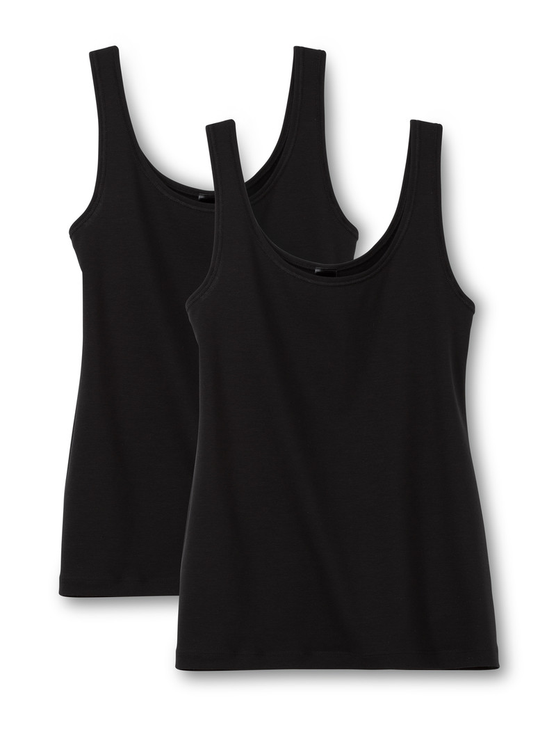 Calida Benefit Women Tank Top, 2-pack Unterwäsche Damen Schwarz | 53976-SOGX