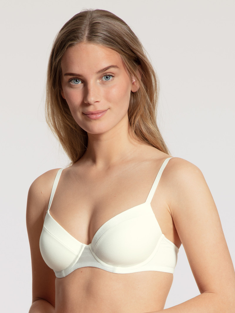 Calida Cate T-shirt Bra Unterwäsche Damen Alabaster Crème | 43591-VHYJ