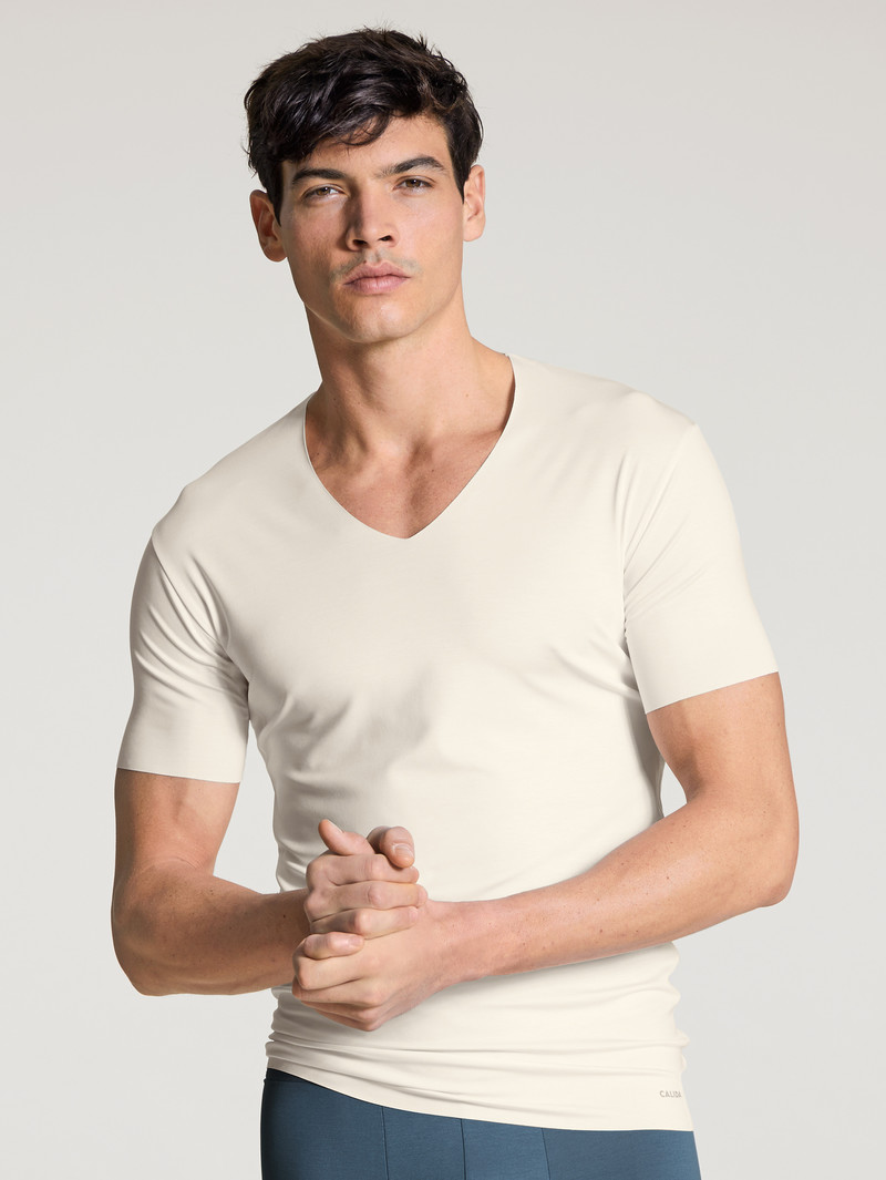 Calida Circular Day V-shirt, Cradle To Cradle Certified® Unterwäsche Herren Weiß | 18760-LBMS