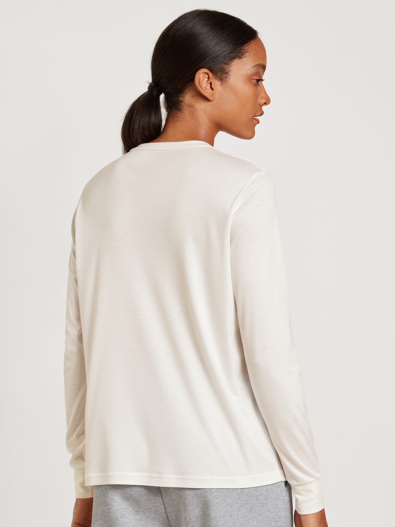 Calida Circular Lounge Long-sleeved Shirt, Cradle To Cradle Certified® Yoga Damen Weiß | 35160-OJIB