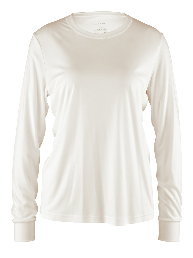 Calida Circular Lounge Long-sleeved Shirt, Cradle To Cradle Certified® Yoga Damen Weiß | 35160-OJIB