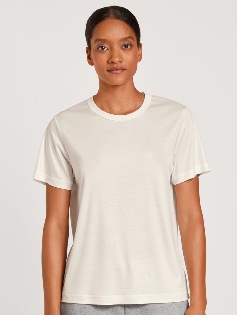 Calida Circular Lounge Shirt Short Sleeve, Cradle To Cradle Certified® Yoga Damen Weiß | 30167-BPJO