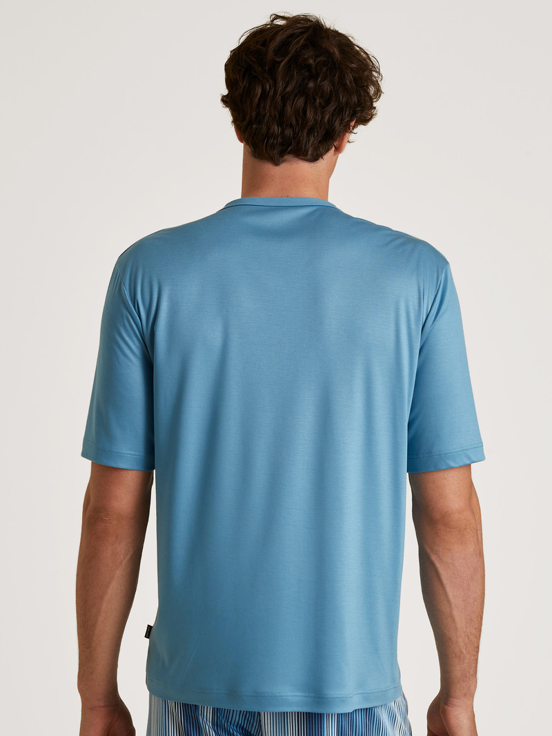 Calida Circular Refresh T-shirt, Cradle To Cradle Certified® Loungewear Herren Blau | 60853-YHTP