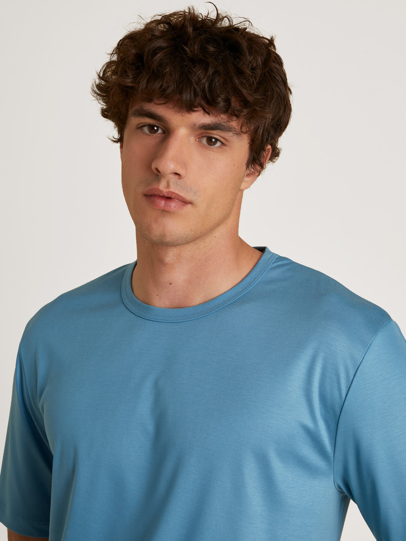 Calida Circular Refresh T-shirt, Cradle To Cradle Certified® Loungewear Herren Blau | 60853-YHTP