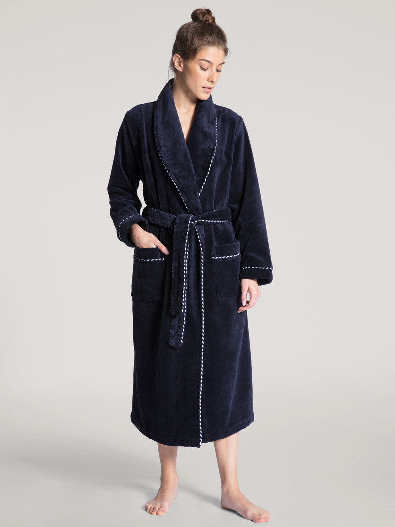 Calida Cosy Shower Bathrobe Bathrobes Damen Dunkelblau | 61509-IWXN