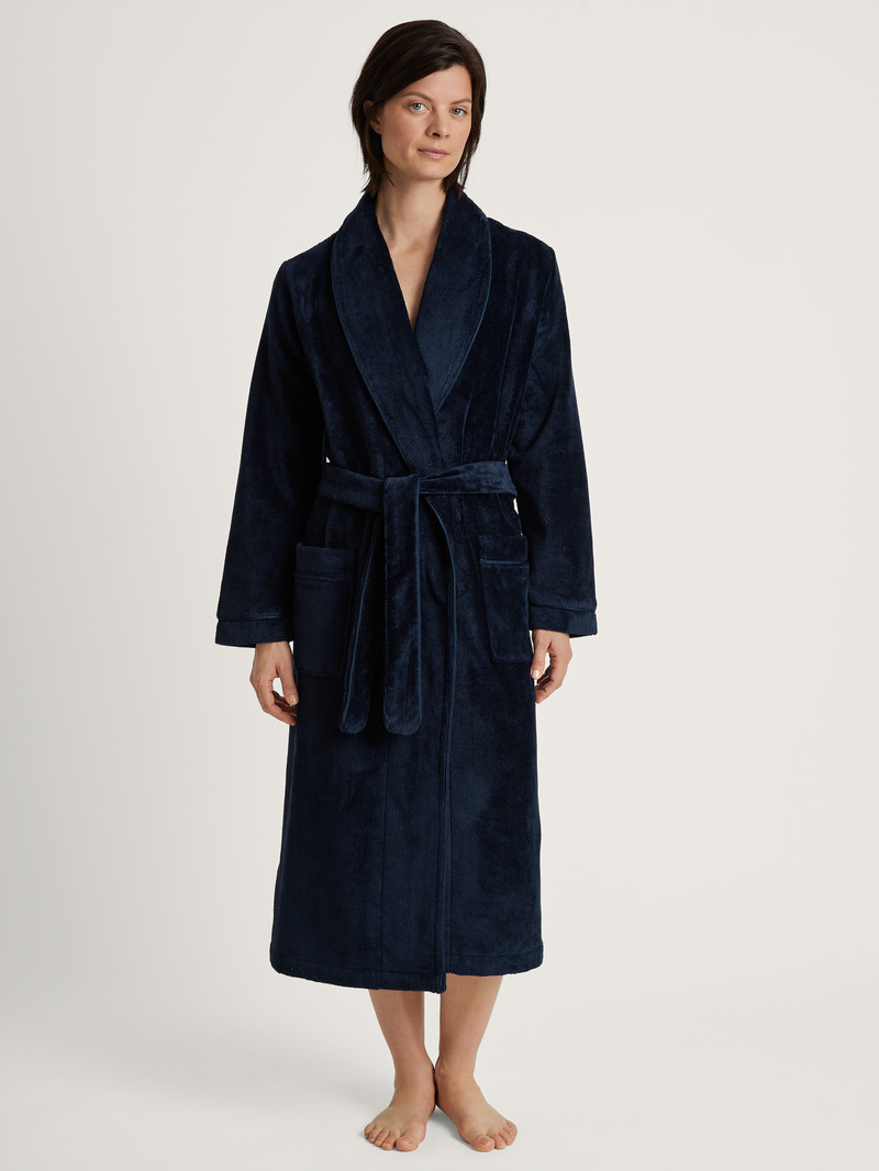 Calida Cosy Shower Bathrobe Bathrobes Damen Dunkelblau | 06821-CWLJ