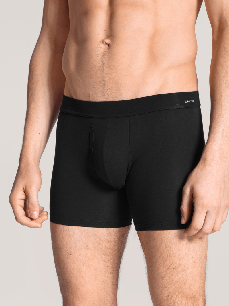 Calida Cotton Code Boxer Brief, With Fly Unterwäsche Herren Schwarz | 59416-HYUT