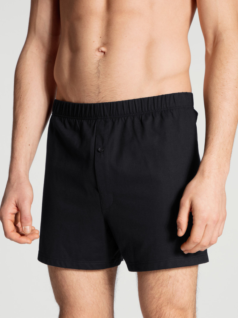 Calida Cotton Code Boxer Shorts With Fly Unterwäsche Herren Schwarz | 15230-UFDC