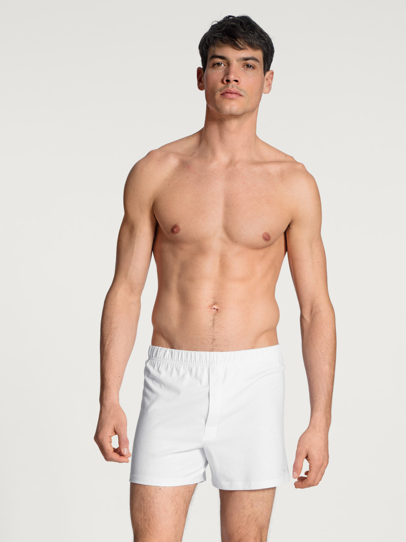 Calida Cotton Code Boxer Shorts With Fly Unterwäsche Herren Weiss | 40958-MGIH