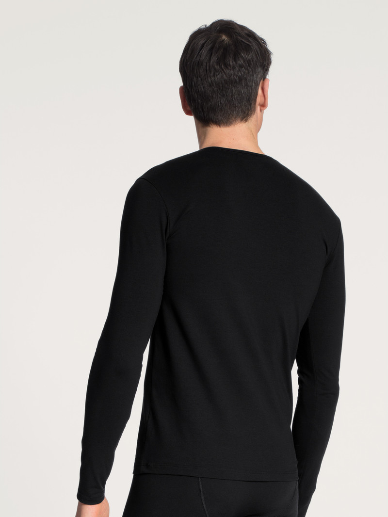 Calida Cotton Code Shirt Long Sleeve Unterwäsche Herren Schwarz | 58246-HBZQ